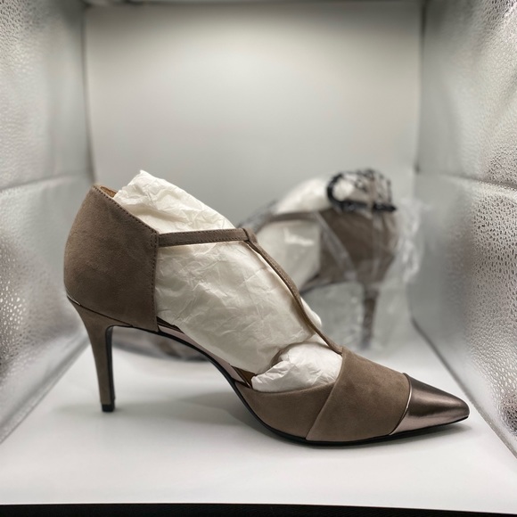 Never worn Calvin Klein taupe suede pumps; never used. - Picture 2 of 4